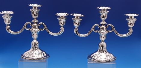 Candelabra pair 3-light wt. 36ozt 9 5/8